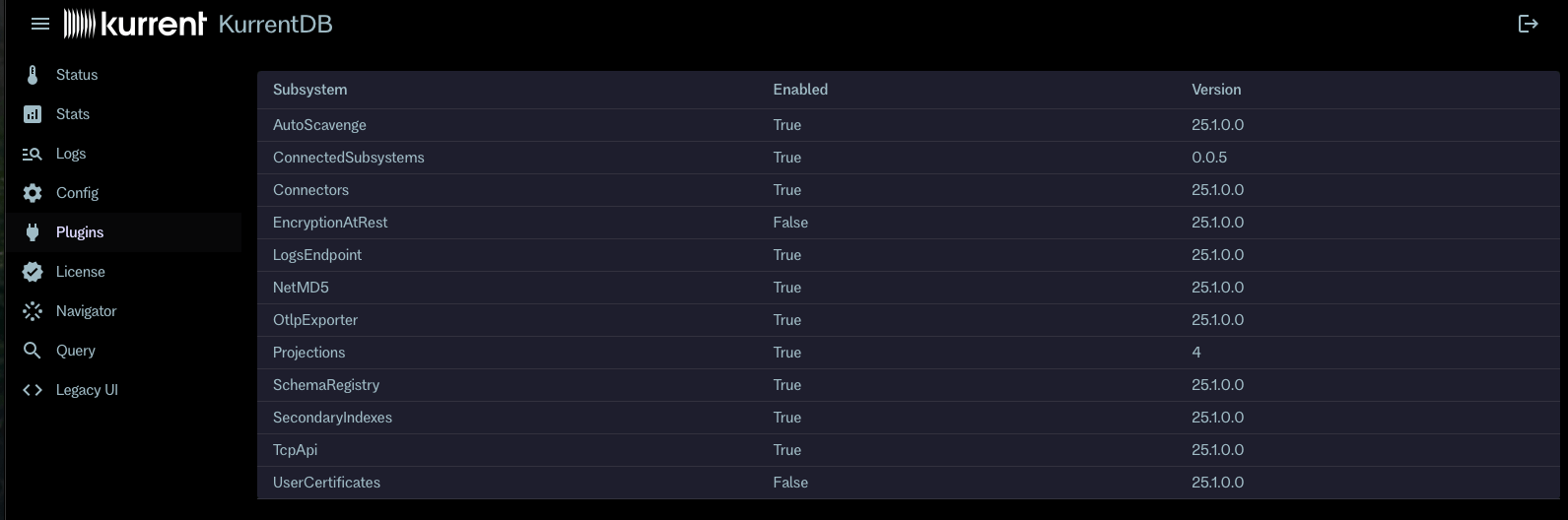 Embedded UI Plugins page